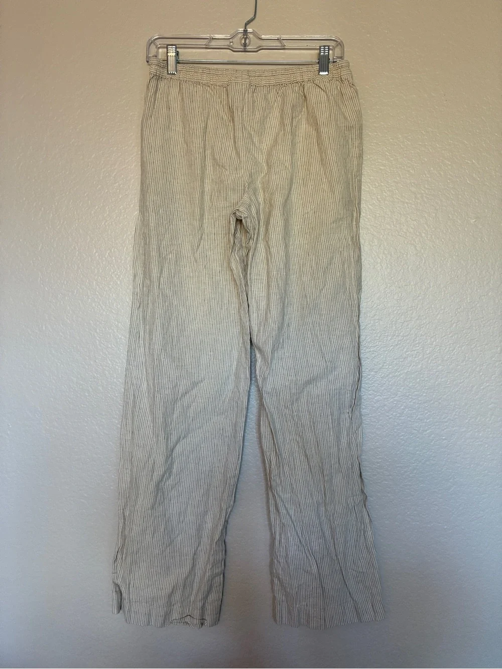 Merona Men's XS Linen/Cotton Lightweight Cream & Black Striped Relaxed Pants